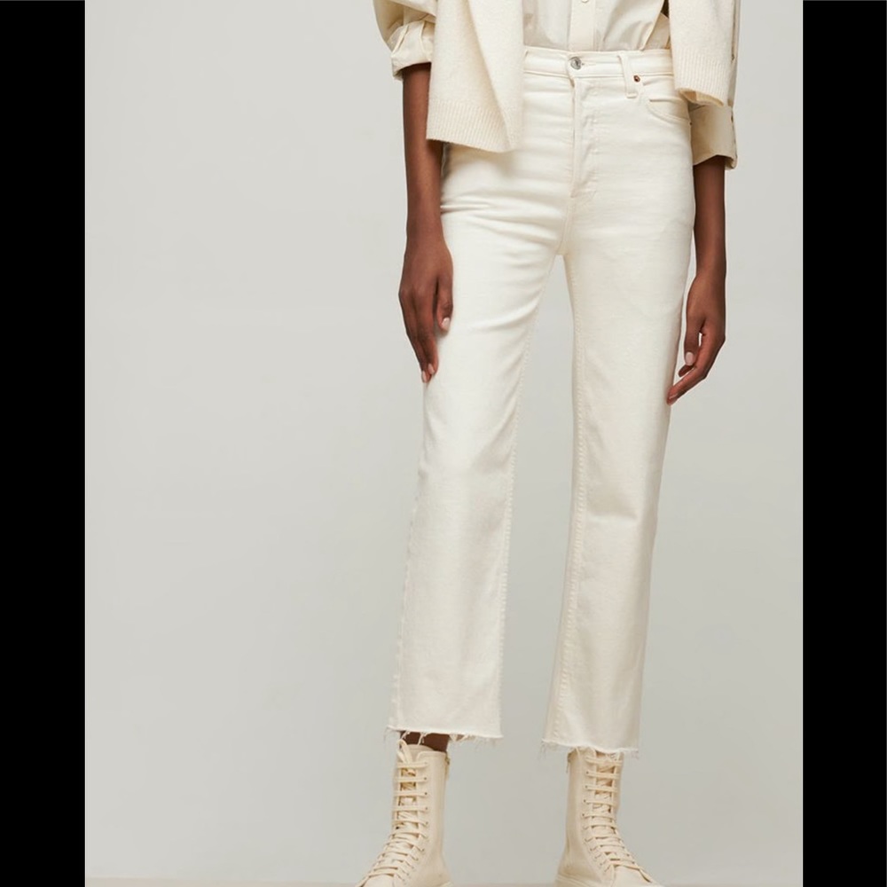 RE/DONE 70S Stove pipe straight jeans,Ivory, SZ 26